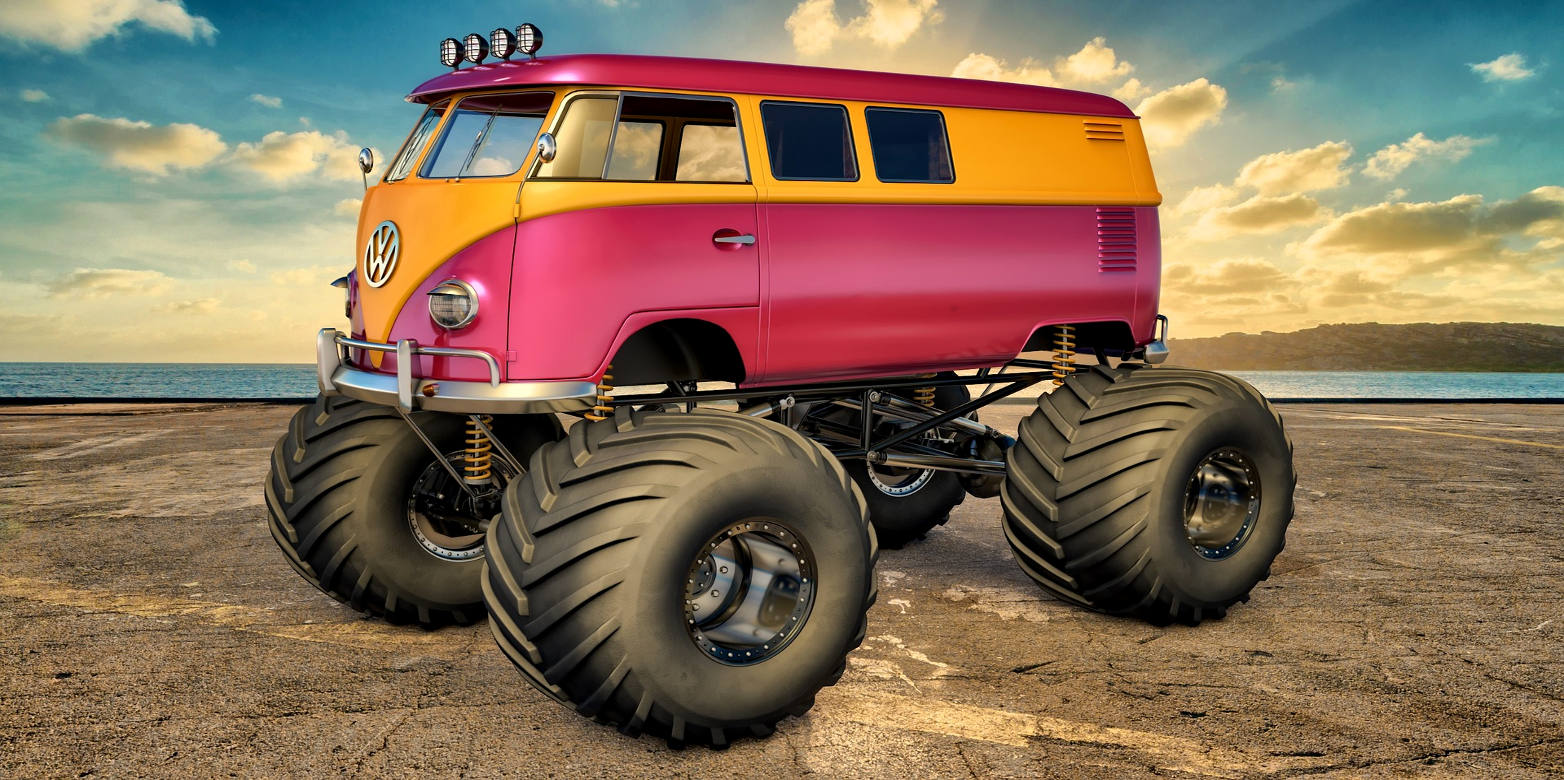 Vergrösserte Ansicht: VW-Bus Monstertruck (CC0 1.0 by SamCurry via Pixabay)