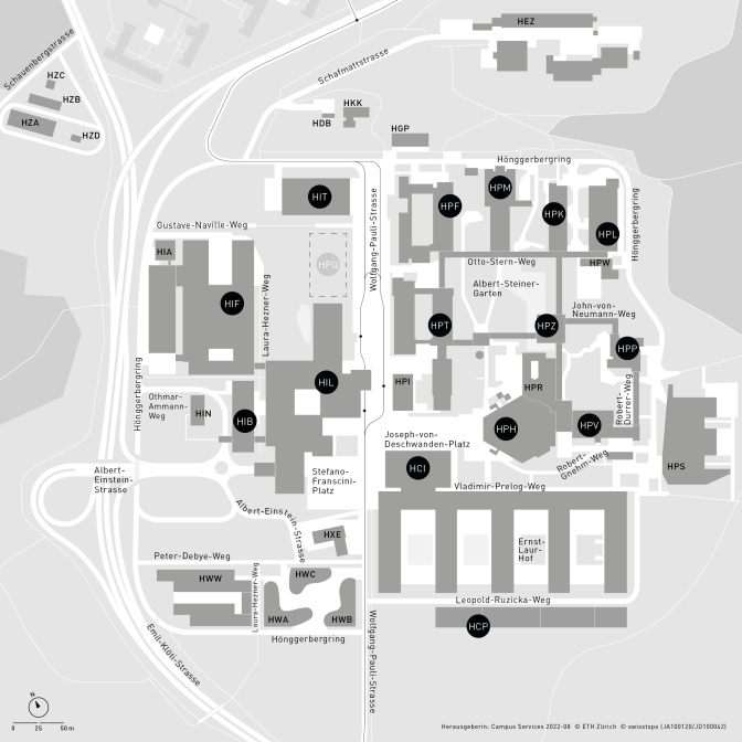 Vergrösserte Ansicht: Lageplan Campus Hönggerberg ETH Zürich
