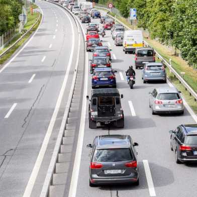 Weekend traffic on a Swiss highway