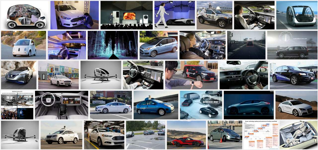 Enlarged view: Autonomous cars (CC BY-NC by o-media.org with help from Google images)