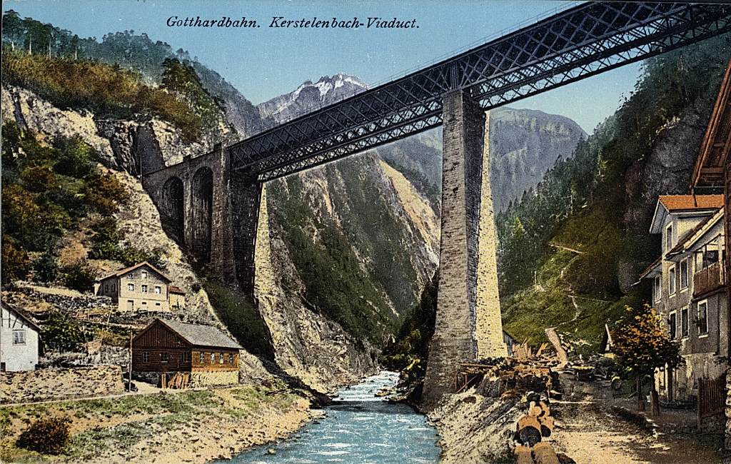 Enlarged view: Kerstelenbach flyover, Gotthard railway (CC0 1.0 via the ETH Library Archive)