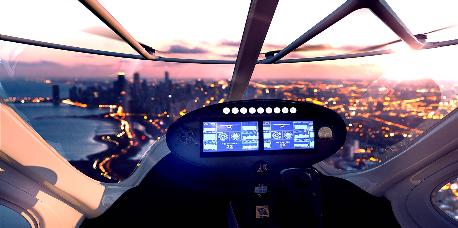 Vergrösserte Ansicht: Cockpit ( CC BY-ND 4.0 / Volocopter / movilidadhoy.com)