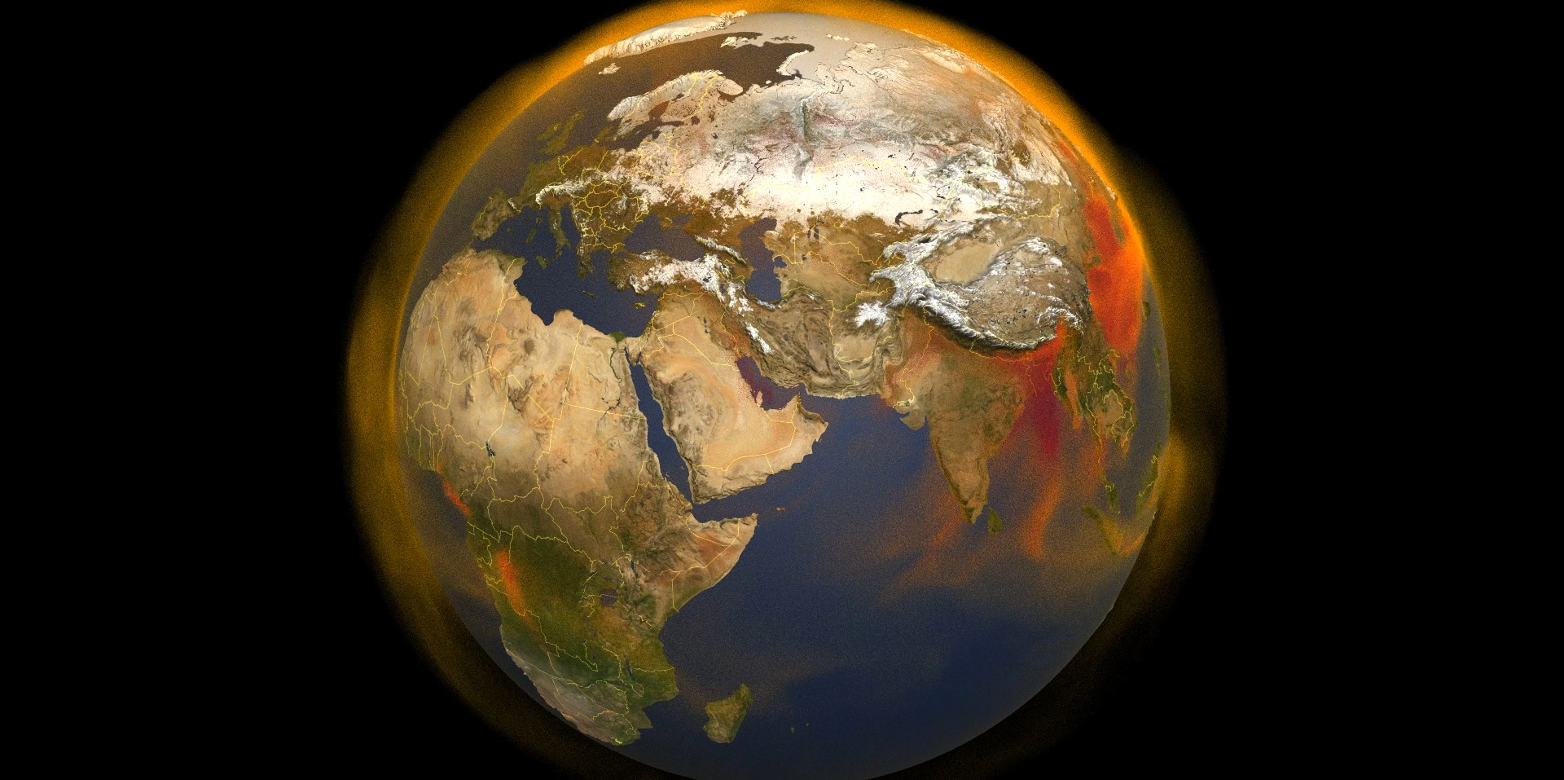 Vergrösserte Ansicht: 3-D Abbildung von Methanvorkommen auf der Erde (Foto: NASA)